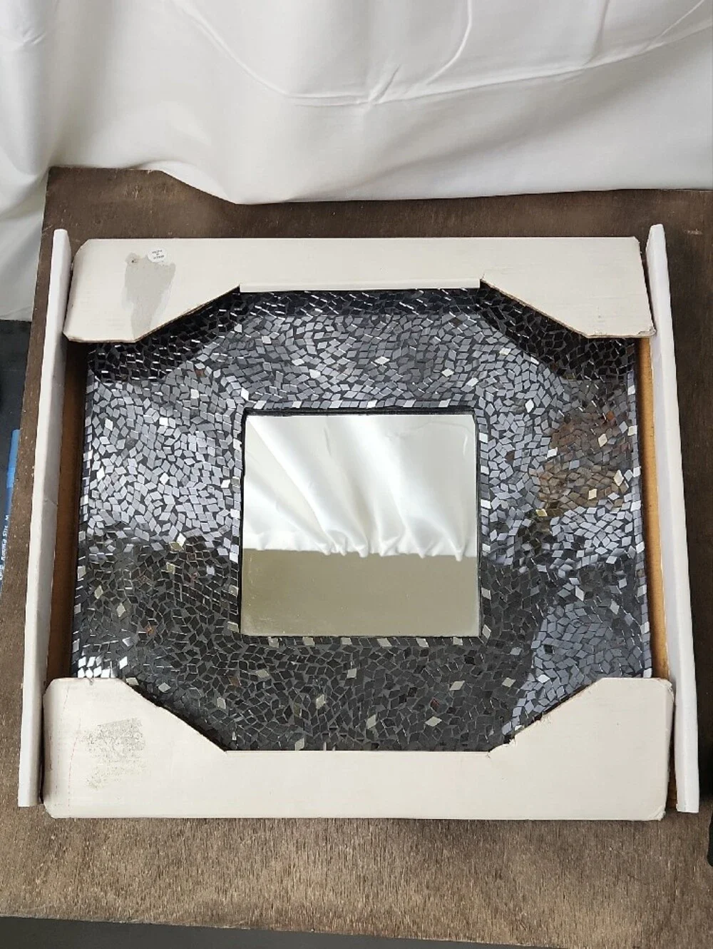 Black/Silver Mosaic Square/Rounded Wall Mirror - Contemporary Decorative Accent